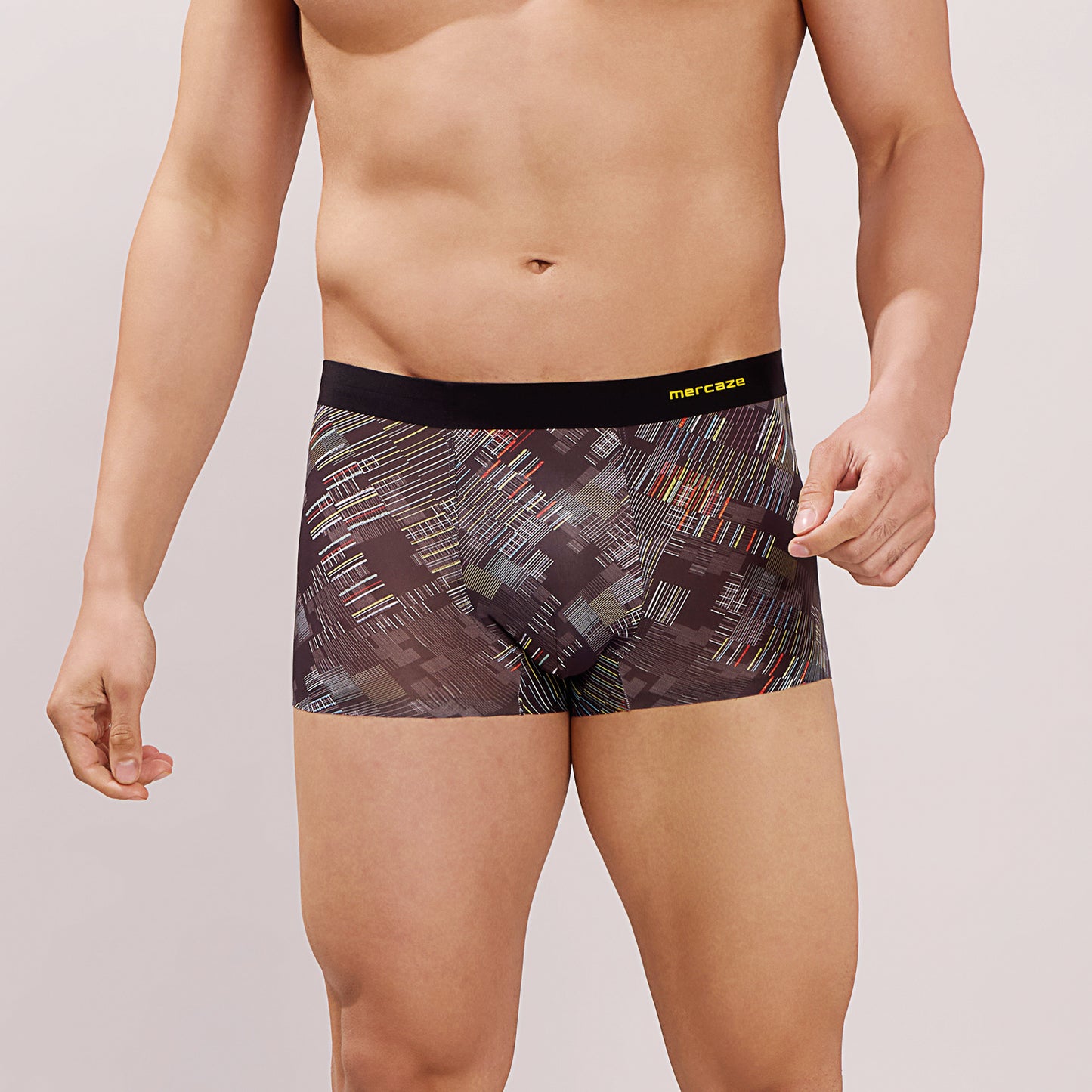Seamless Ultra-Stretch Comfort – Microfiber Nylon Spandex Printed Trunk – M111 – Black