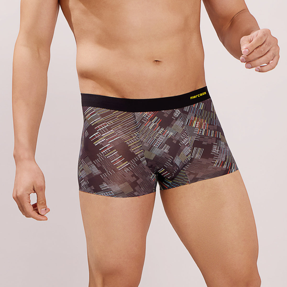 Seamless Ultra-Stretch Comfort – Microfiber Nylon Spandex Printed Trunk – M111 – Black