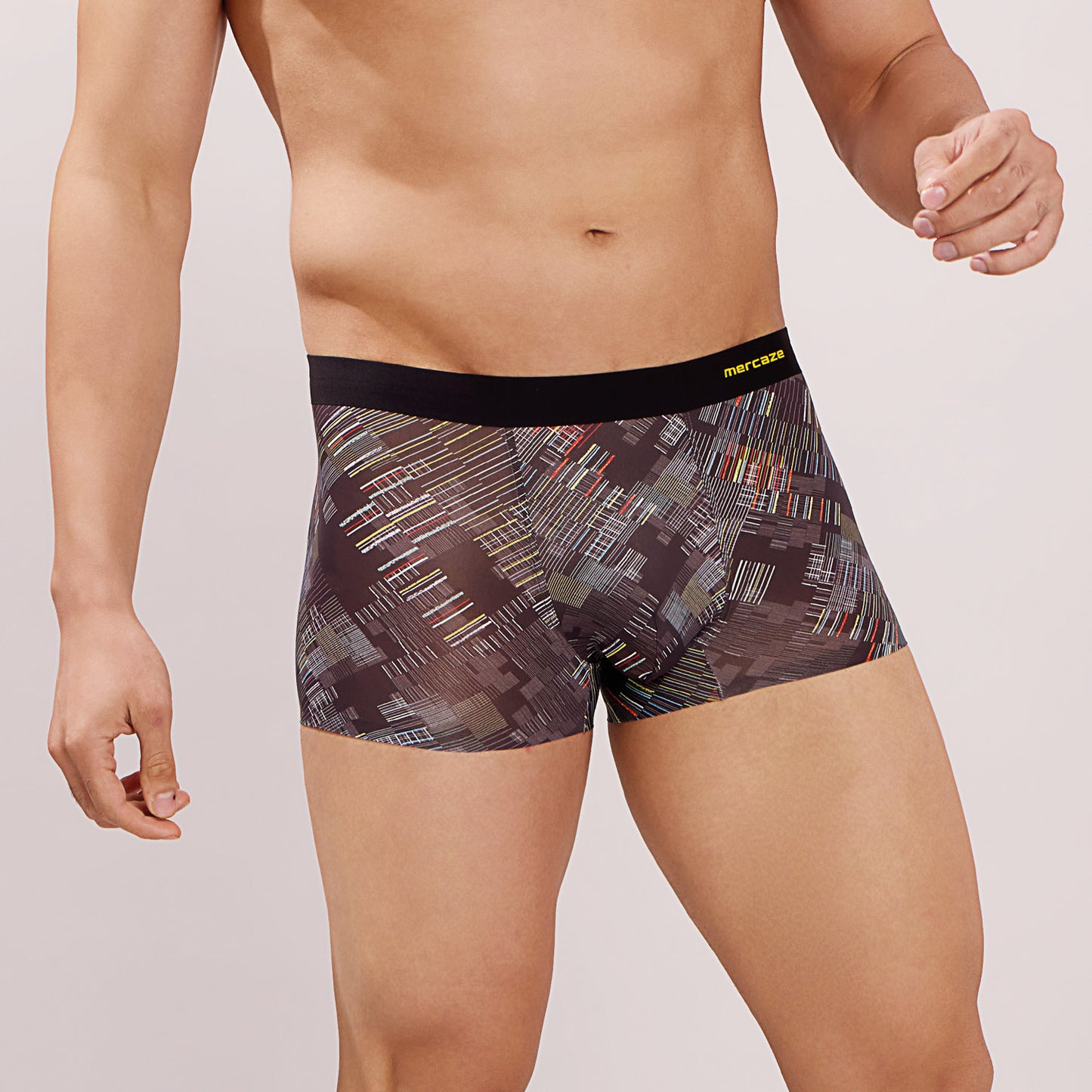 Seamless Ultra-Stretch Comfort – Microfiber Nylon Spandex Printed Trunk – M111 – Black