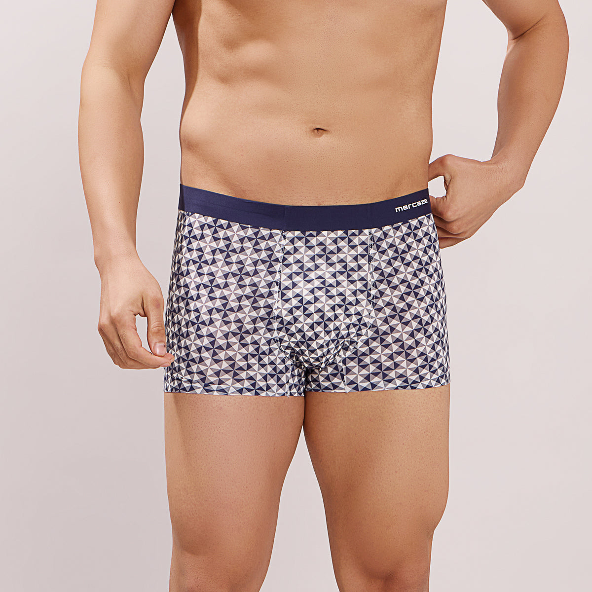 Seamless Ultra-Stretch Comfort – Microfiber Nylon Spandex Printed Trunk – M111 – Dark Navy