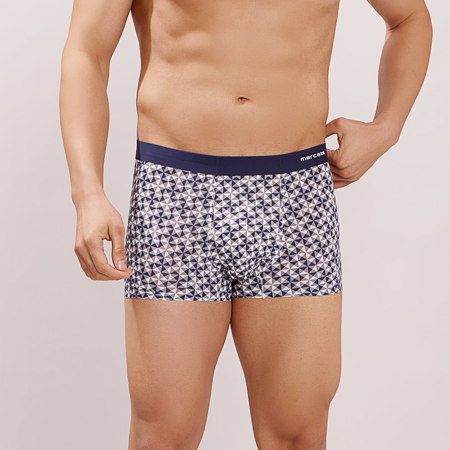 Seamless Ultra-Stretch Comfort – Microfiber Nylon Spandex Printed Trunk – M111 – Dark Navy