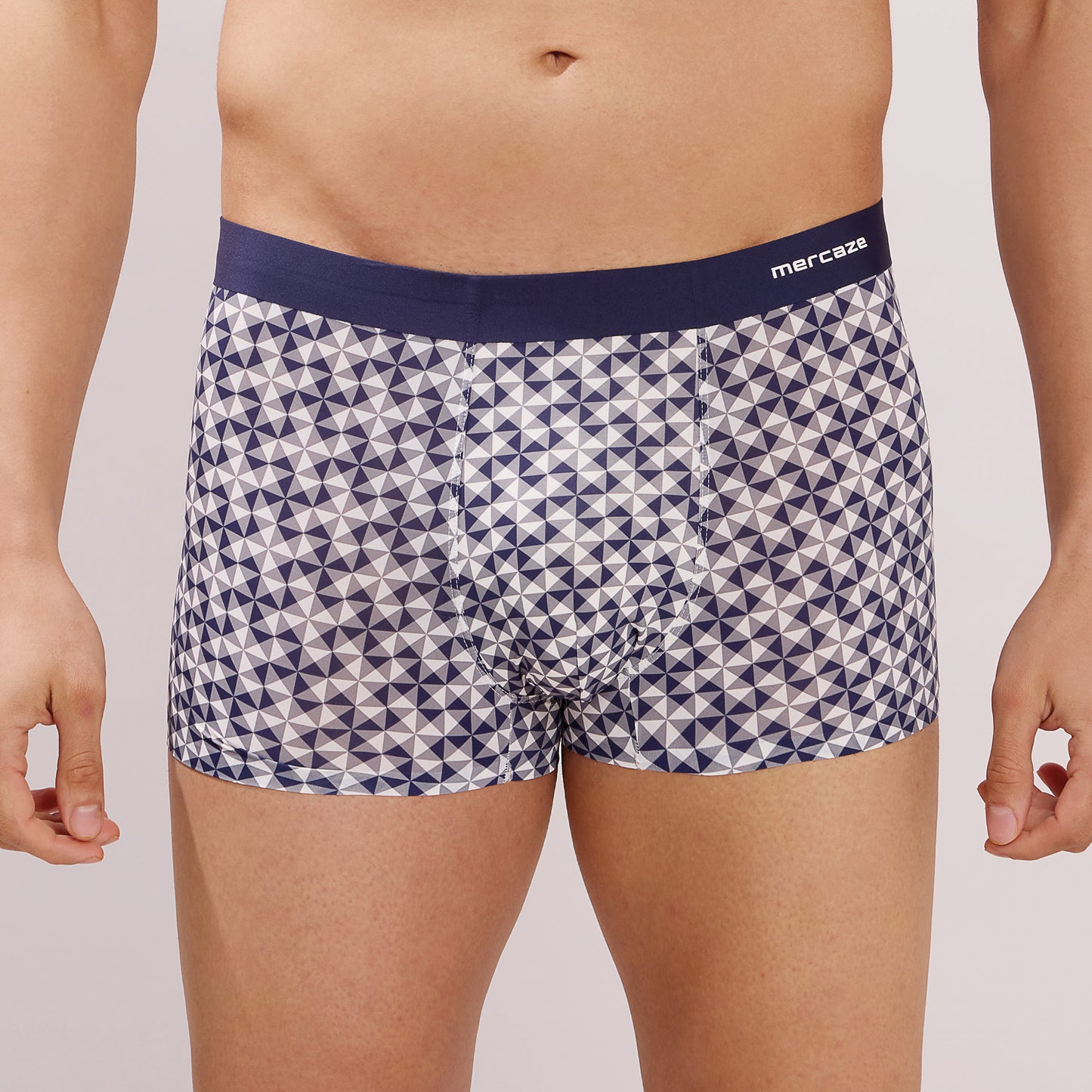 Seamless Ultra-Stretch Comfort – Microfiber Nylon Spandex Printed Trunk – M111 – Dark Navy