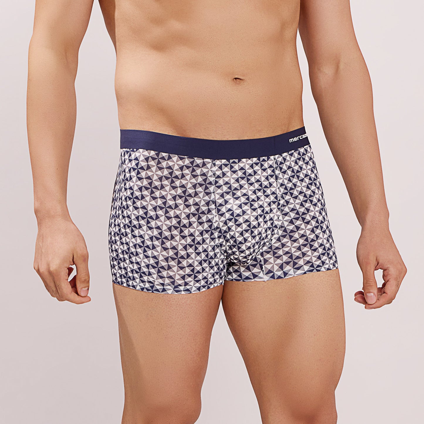 Seamless Ultra-Stretch Comfort – Microfiber Nylon Spandex Printed Trunk – M111 – Dark Navy