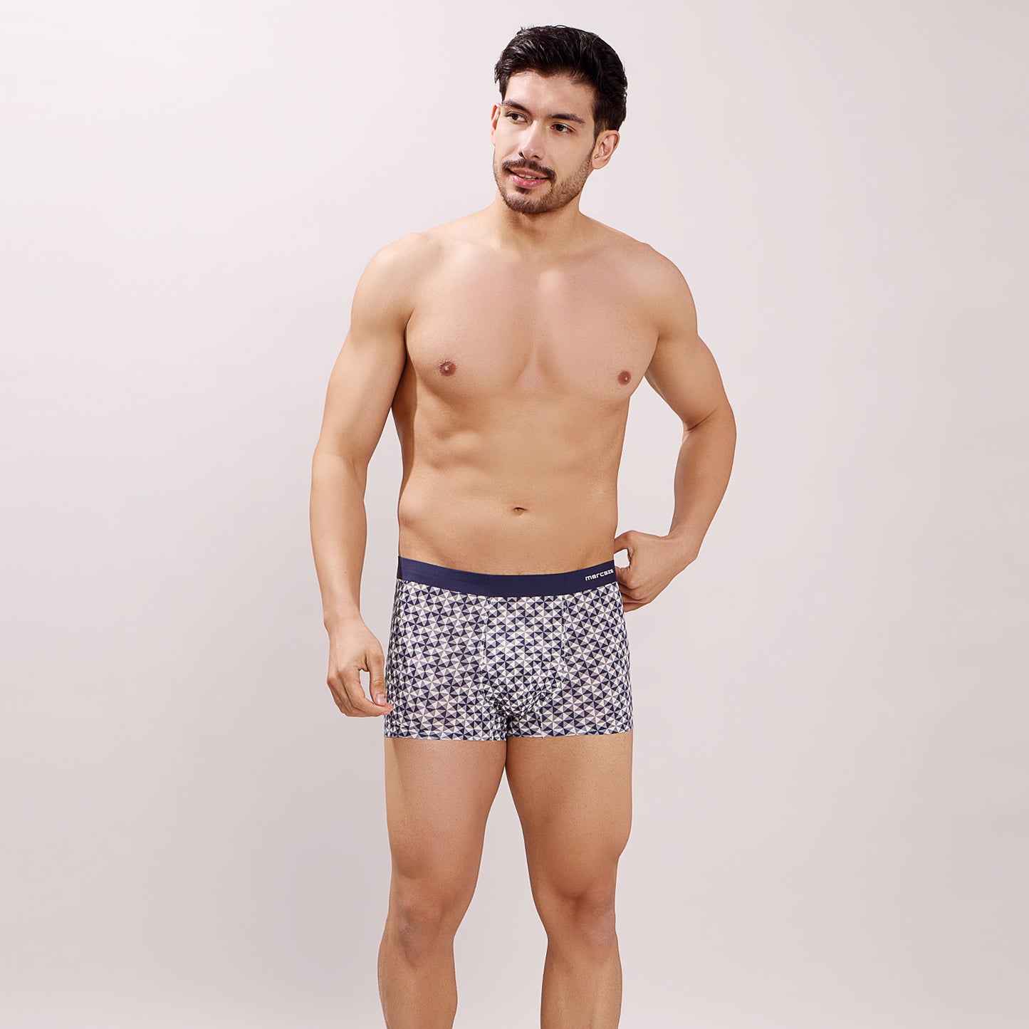 Seamless Ultra-Stretch Comfort – Microfiber Nylon Spandex Printed Trunk – M111 – Dark Navy