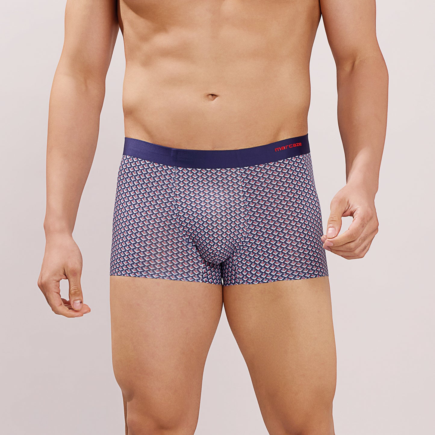 Seamless Ultra-Stretch Comfort – Microfiber Nylon Spandex Printed Trunk – M111 – Navy