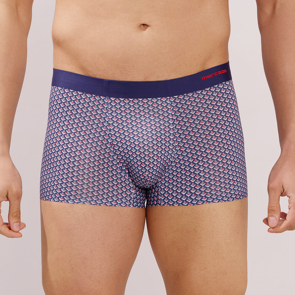 Seamless Ultra-Stretch Comfort – Microfiber Nylon Spandex Printed Trunk – M111 – Navy