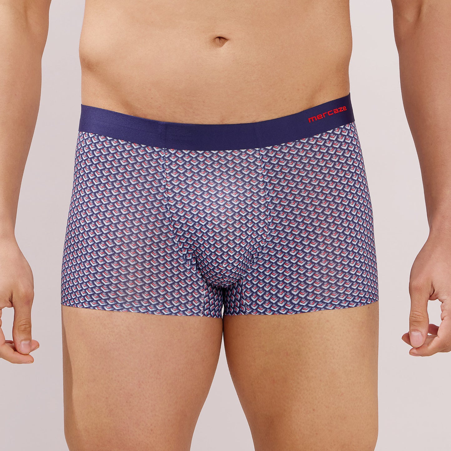 Seamless Ultra-Stretch Comfort – Microfiber Nylon Spandex Printed Trunk – M111 – Navy