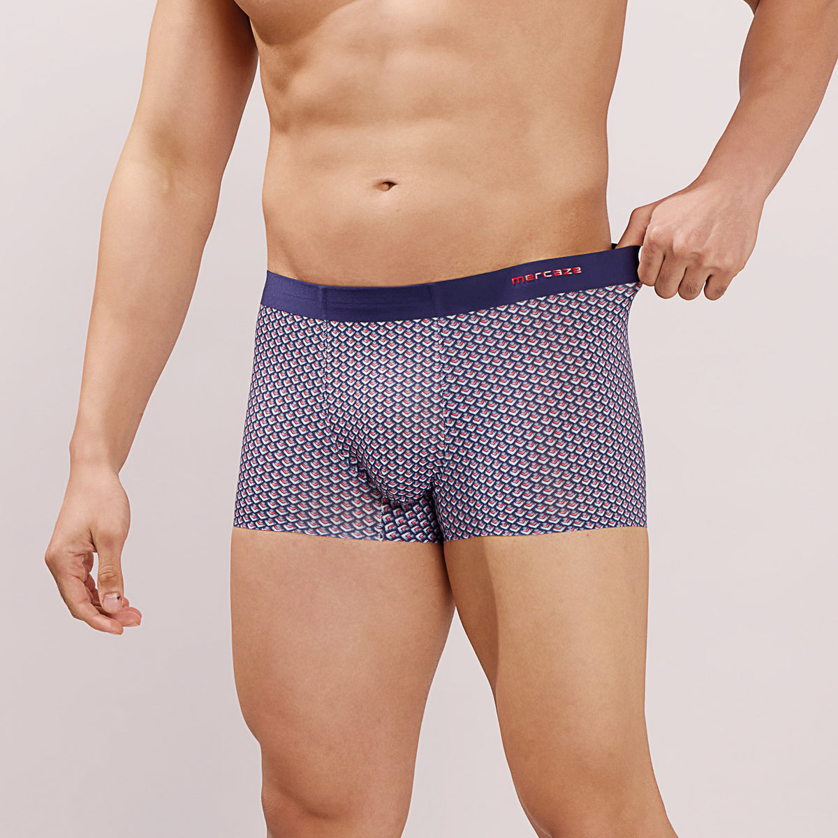 Seamless Ultra-Stretch Comfort – Microfiber Nylon Spandex Printed Trunk – M111 – Navy