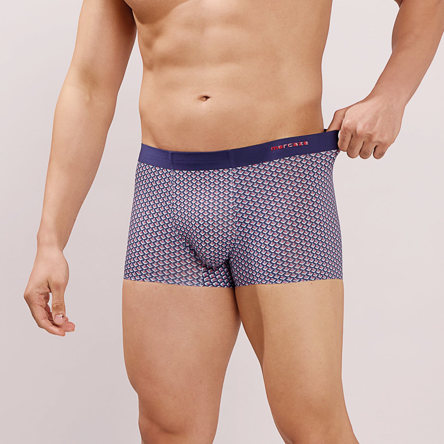 Seamless Ultra-Stretch Comfort – Microfiber Nylon Spandex Printed Trunk – M111 – Navy
