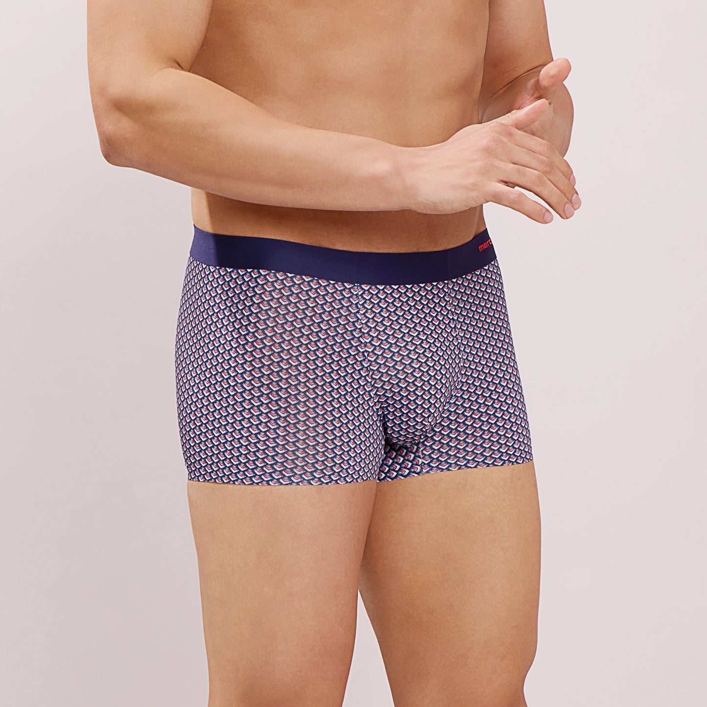 Seamless Ultra-Stretch Comfort – Microfiber Nylon Spandex Printed Trunk – M111 – Navy