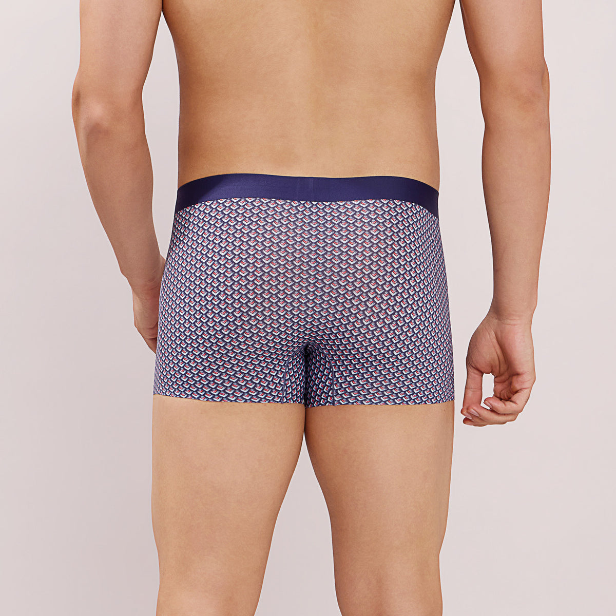 Seamless Ultra-Stretch Comfort – Microfiber Nylon Spandex Printed Trunk – M111 – Navy