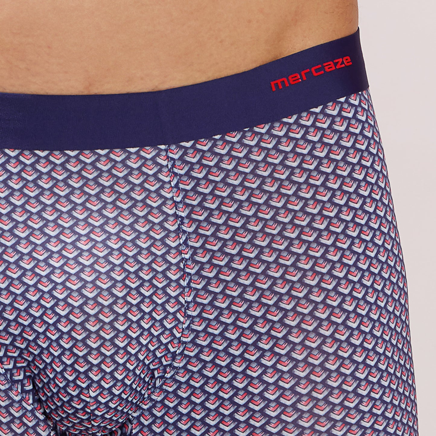 Seamless Ultra-Stretch Comfort – Microfiber Nylon Spandex Printed Trunk – M111 – Navy