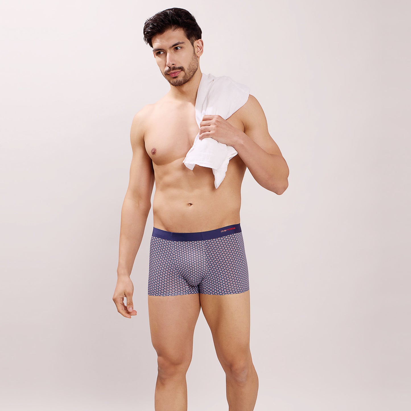 Seamless Ultra-Stretch Comfort – Microfiber Nylon Spandex Printed Trunk – M111 – Navy