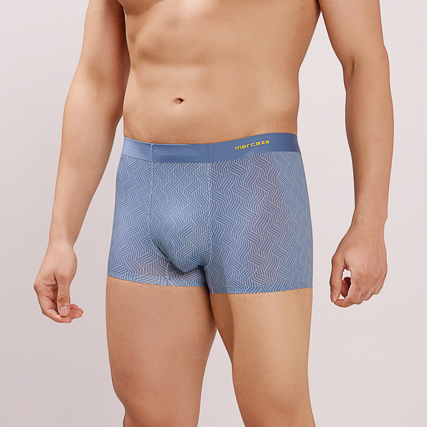 Seamless Ultra-Stretch Comfort – Microfiber Nylon Spandex Printed Trunk – M111 – Sky Blue