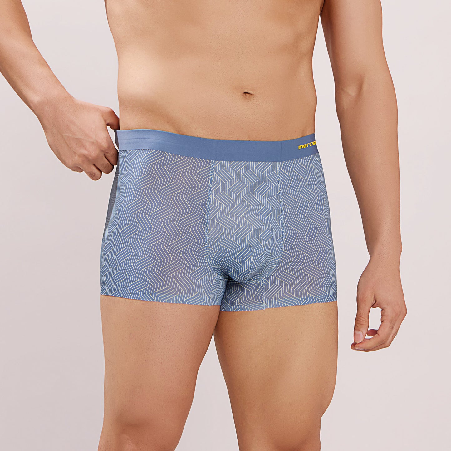 Seamless Ultra-Stretch Comfort – Microfiber Nylon Spandex Printed Trunk – M111 – Sky Blue