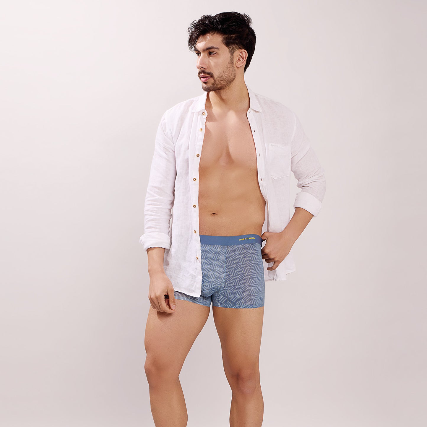 Seamless Ultra-Stretch Comfort – Microfiber Nylon Spandex Printed Trunk – M111 – Sky Blue