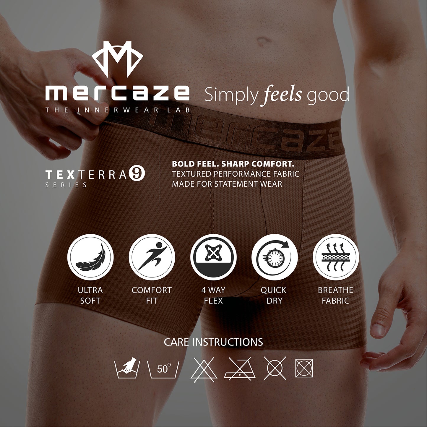 Premium Comfort Fit - Textured Jacquard Micro Fibre Nylon Spandex Trunk - M115 - Black