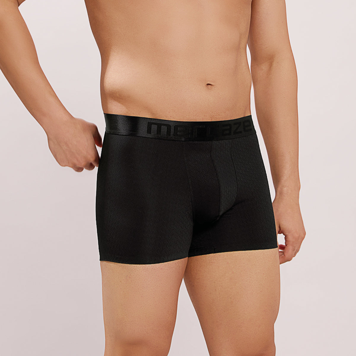 Premium Comfort Fit - Textured Jacquard Micro Fibre Nylon Spandex Trunk - M115 - Black