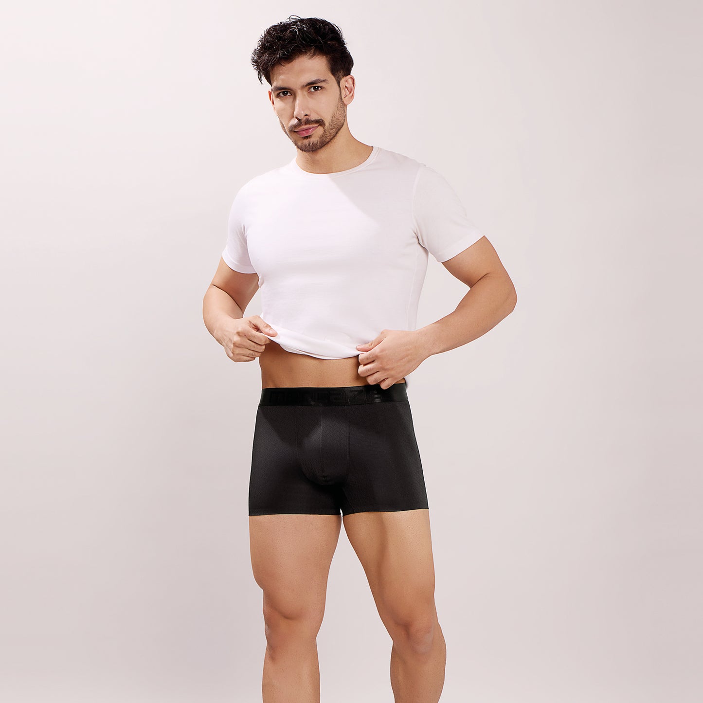 Premium Comfort Fit - Textured Jacquard Micro Fibre Nylon Spandex Trunk - M115 - Black