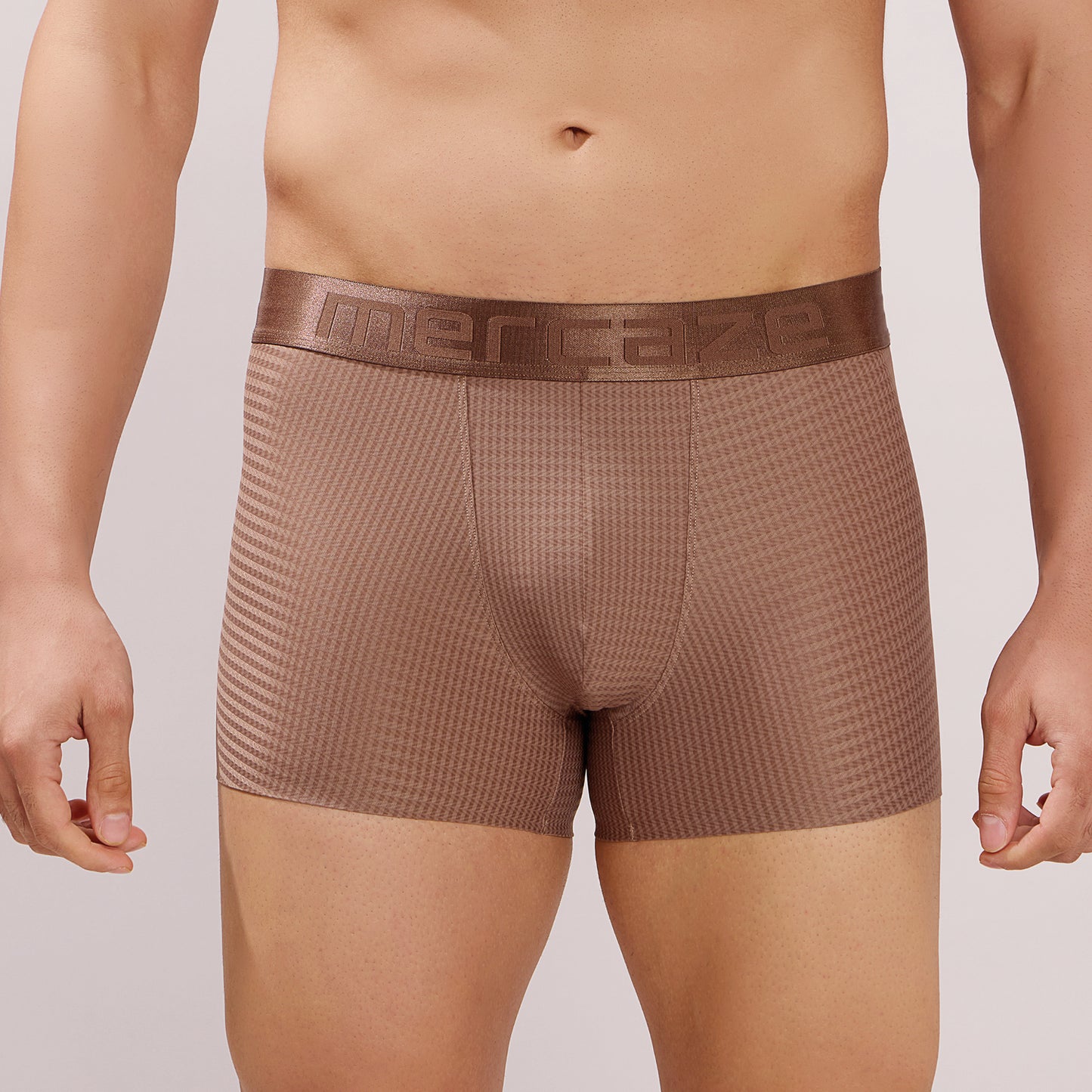 Premium Comfort Fit - Textured Jacquard Micro Fibre Nylon Spandex Trunk - M115 - Brown