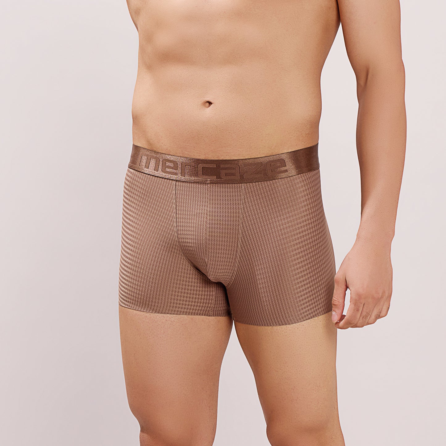 Premium Comfort Fit - Textured Jacquard Micro Fibre Nylon Spandex Trunk - M115 - Brown