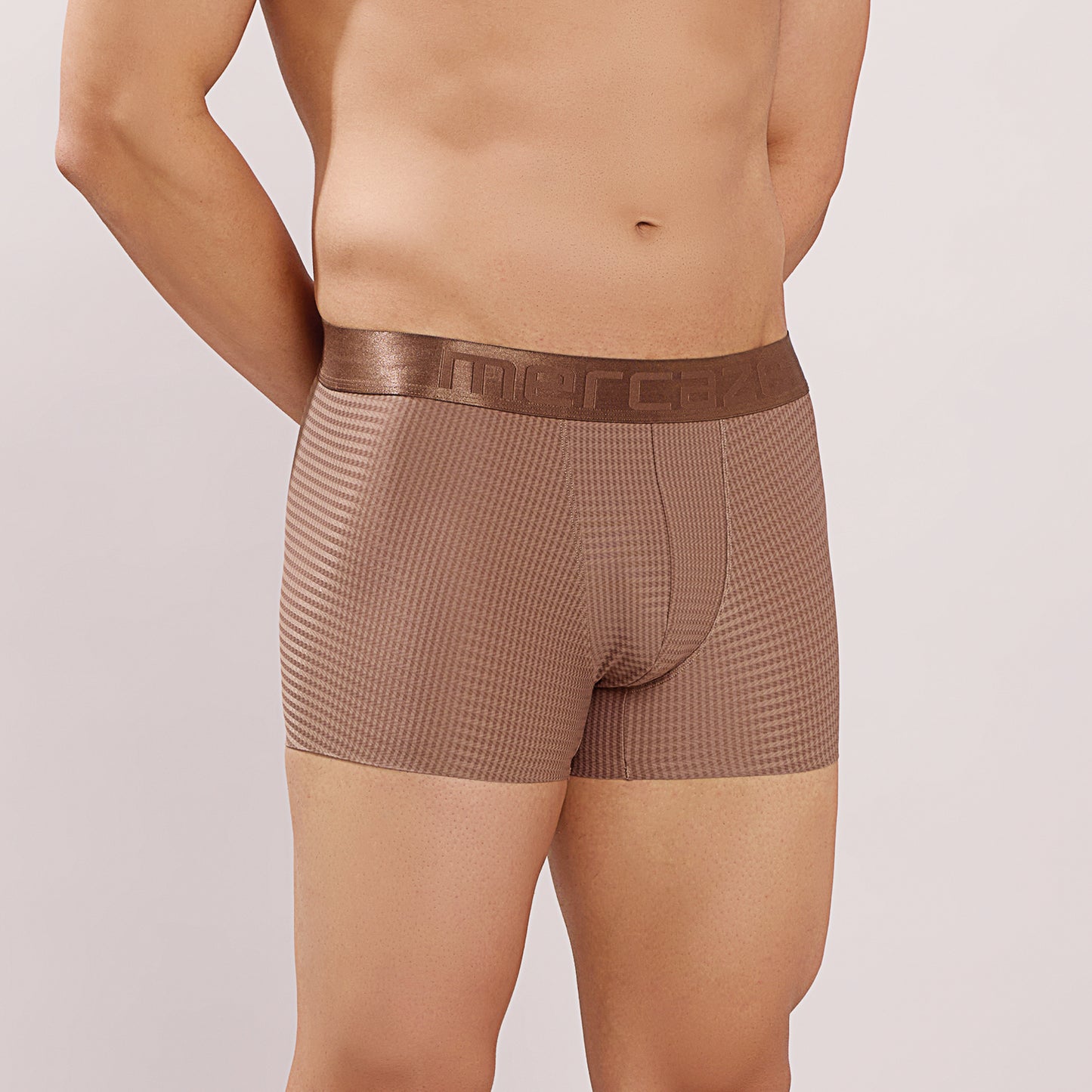 Premium Comfort Fit - Textured Jacquard Micro Fibre Nylon Spandex Trunk - M115 - Brown