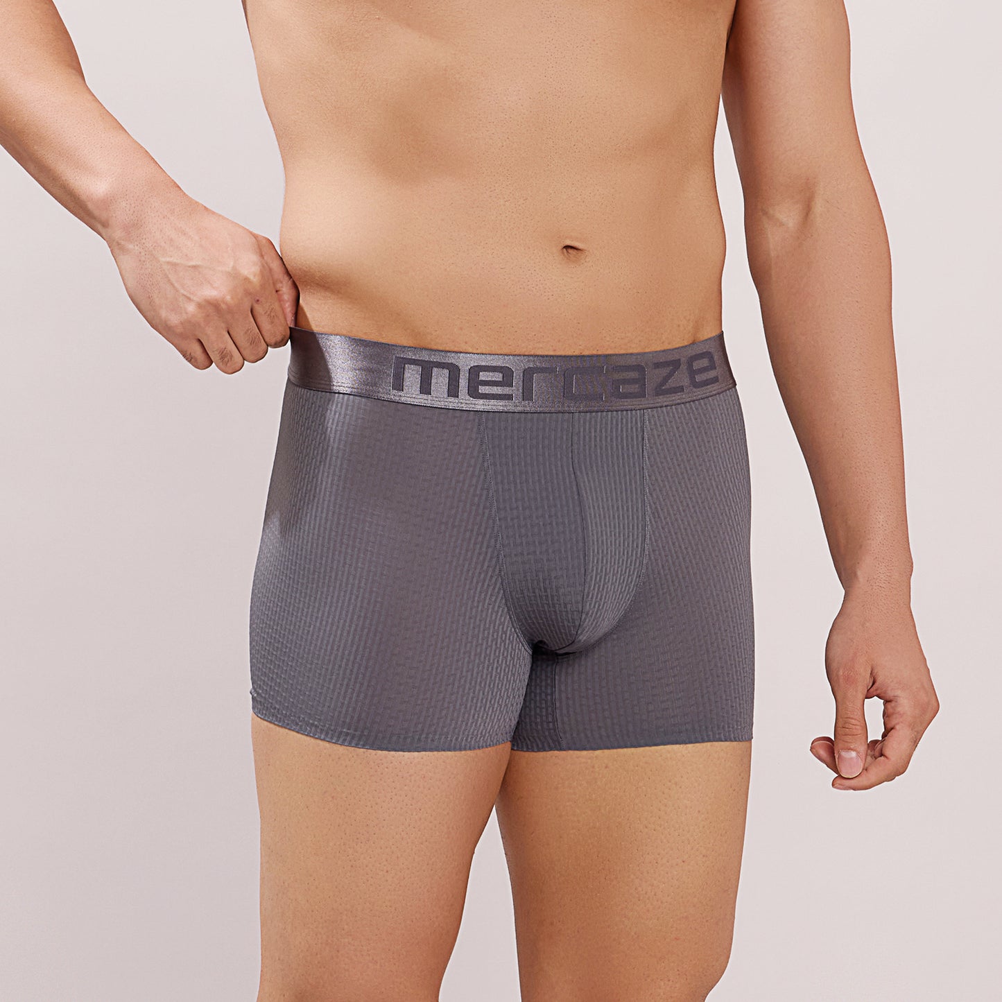 Premium Comfort Fit - Textured Jacquard Micro Fibre Nylon Spandex Trunk - M115 - Dark Grey