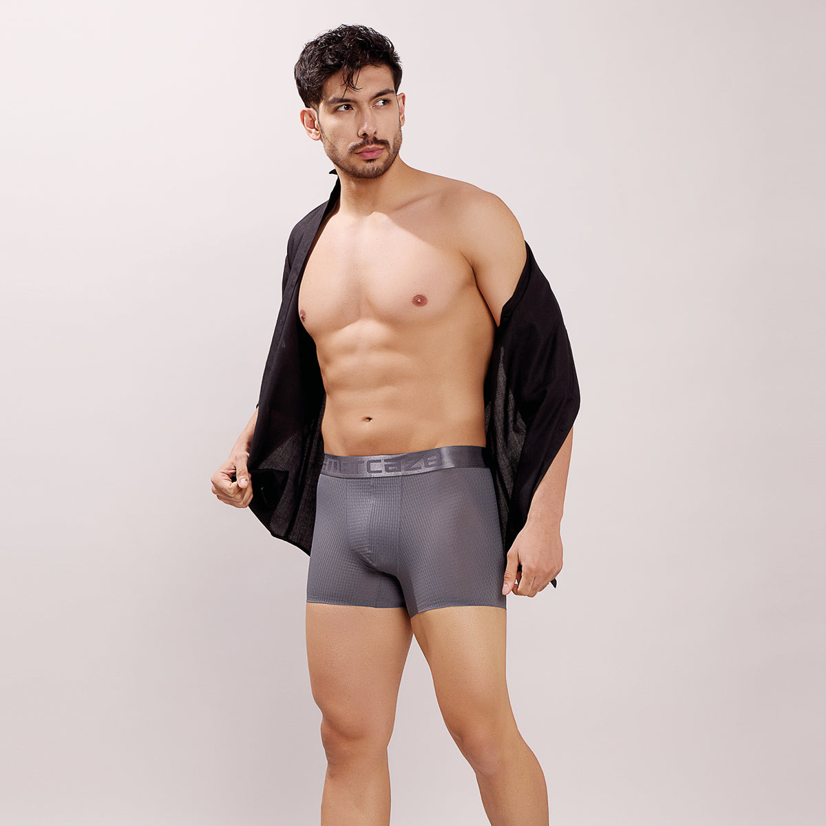 Premium Comfort Fit - Textured Jacquard Micro Fibre Nylon Spandex Trunk - M115 - Dark Grey