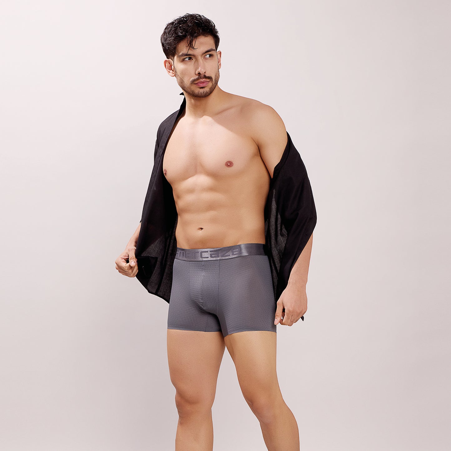 Premium Comfort Fit - Textured Jacquard Micro Fibre Nylon Spandex Trunk - M115 - Dark Grey