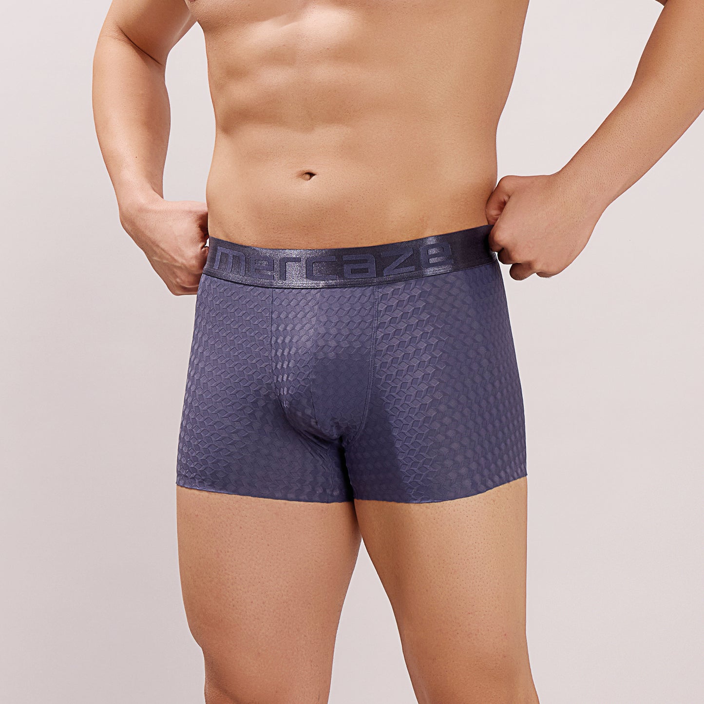 Premium Comfort Fit - Textured Jacquard Micro Fibre Nylon Spandex Trunk - M115 - Steel Blue