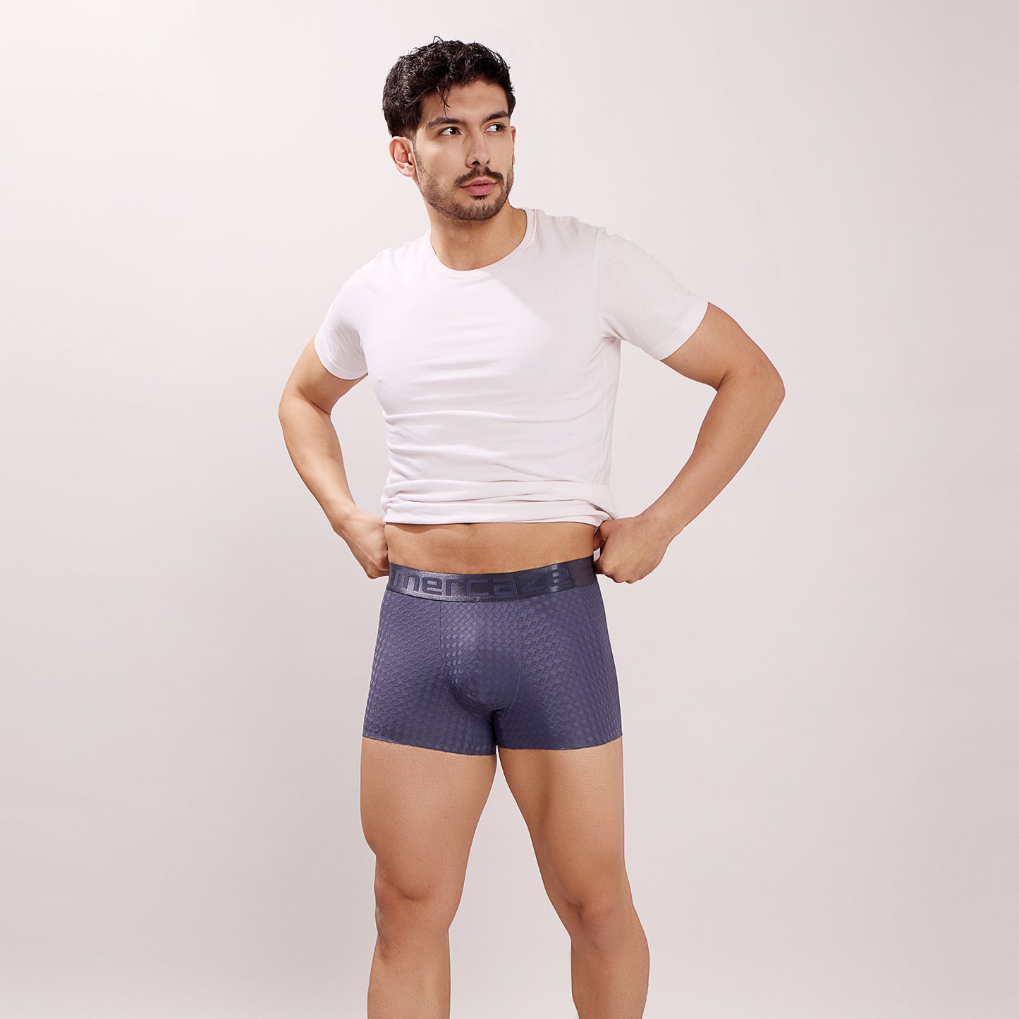 Premium Comfort Fit - Textured Jacquard Micro Fibre Nylon Spandex Trunk - M115 - Steel Blue