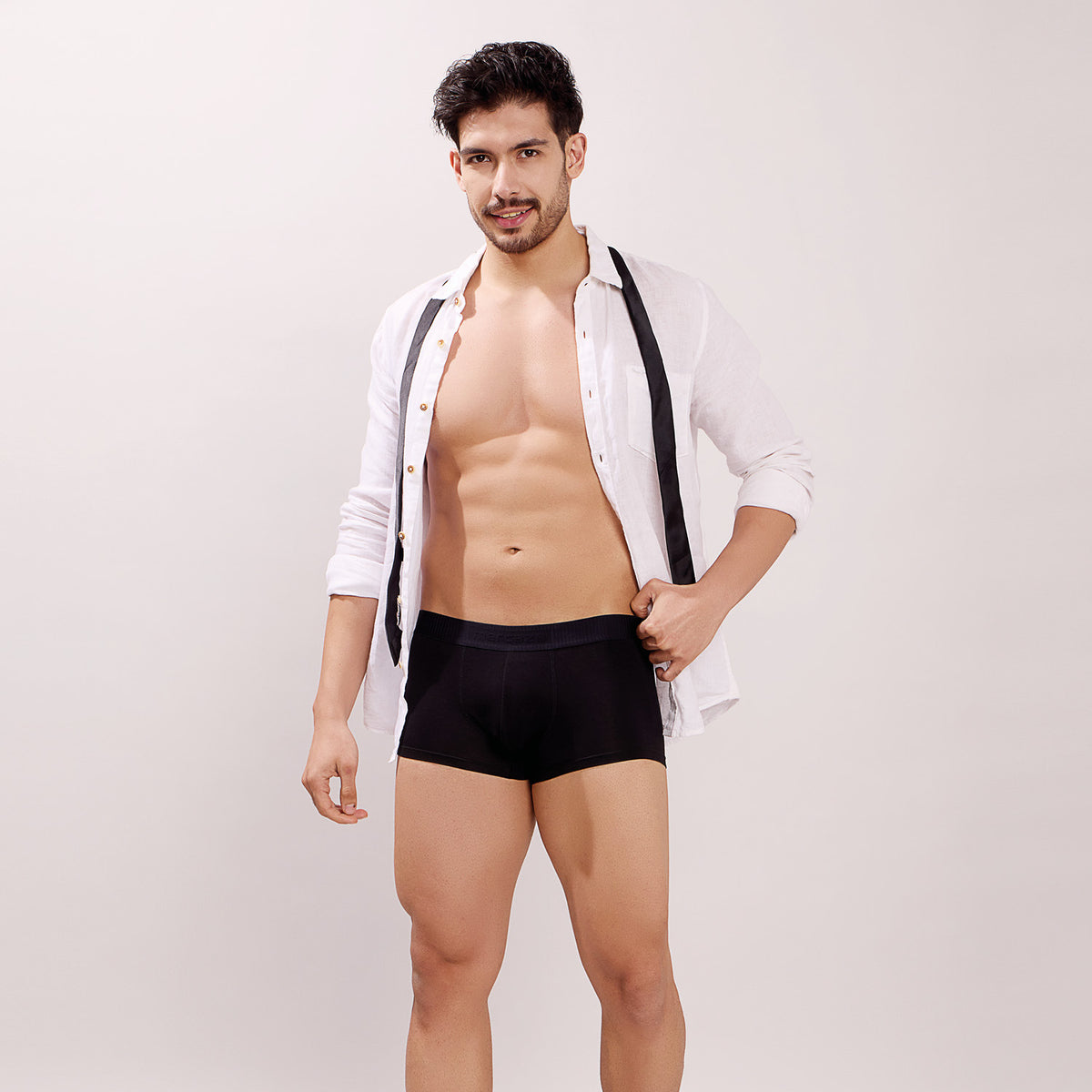 Ultra Soft Elastic Waistband- Premium Bamboo Cotton Spandex (Hipster) - M116- Black