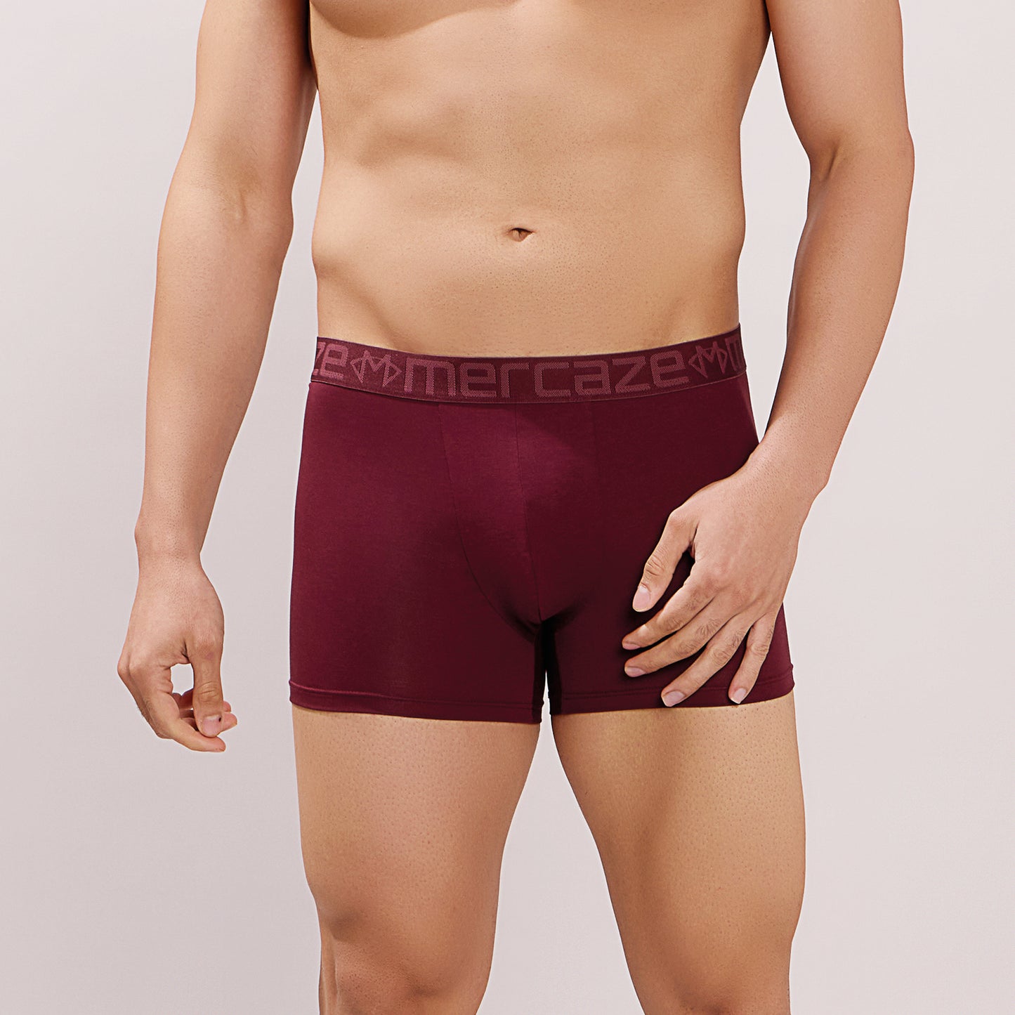 Ultra-Soft Waistband - Premium Cotton Modal Spandex Trunk - M117 -  Burgandy