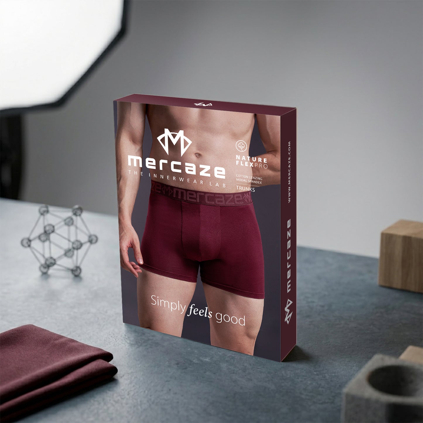 Ultra-Soft Waistband - Premium Cotton Modal Spandex Trunk - M117 -  Burgandy