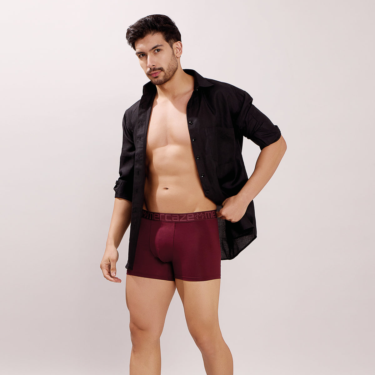 Ultra-Soft Waistband - Premium Cotton Modal Spandex Trunk - M117 -  Burgandy