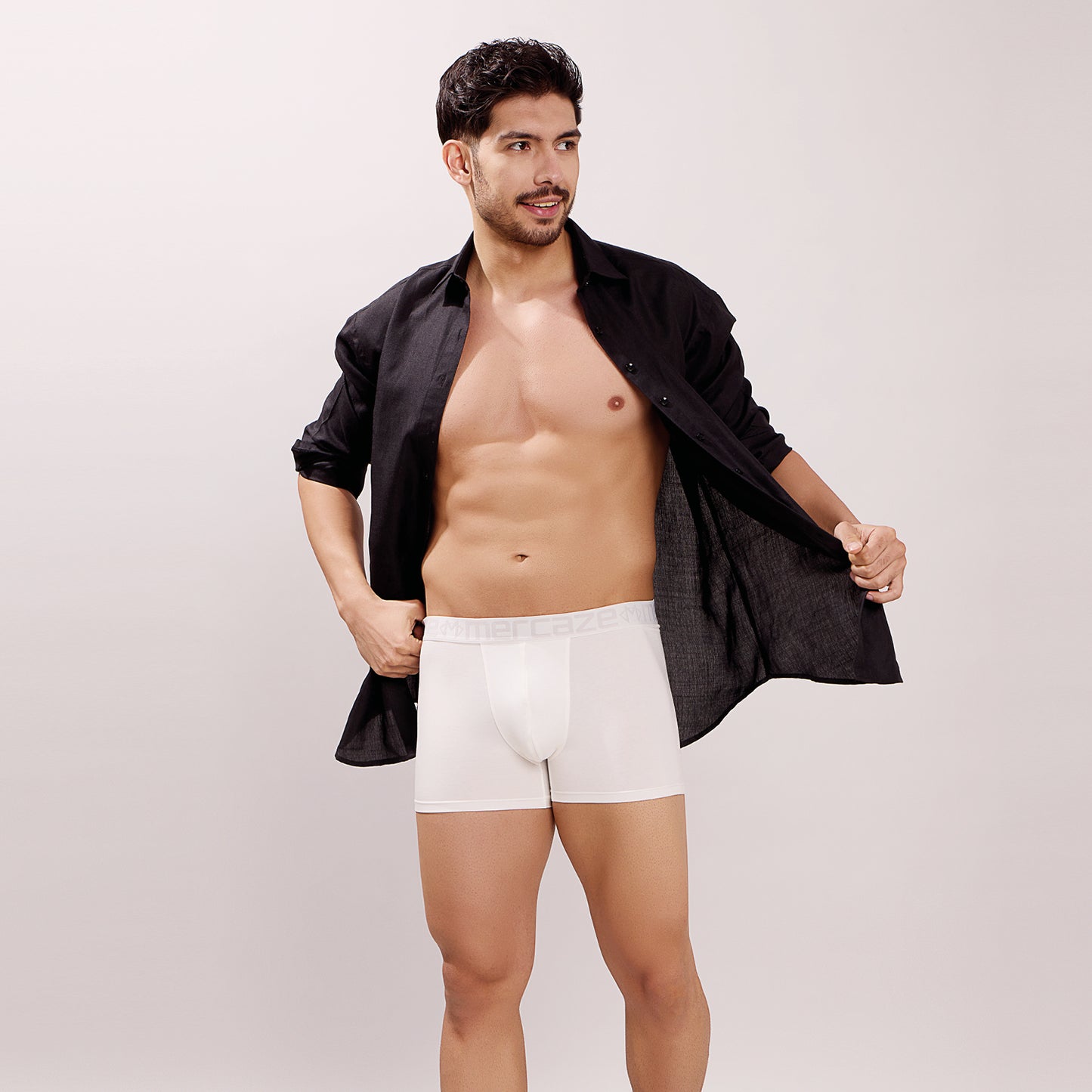 Ultra-Soft Waistband - Premium Cotton Modal Spandex Trunk - M117 -  White