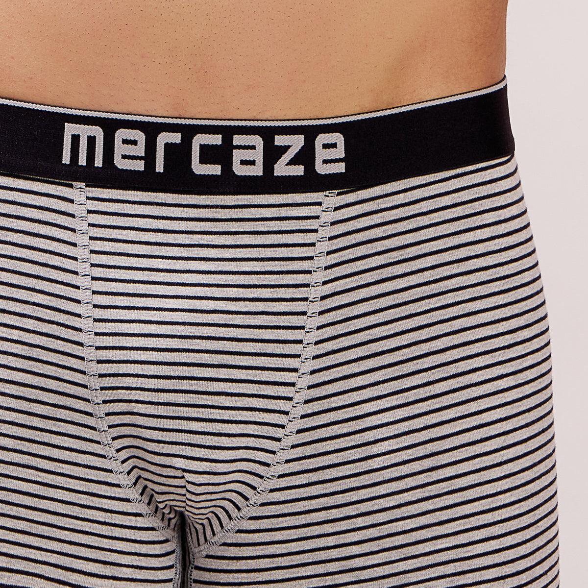 Breathable Comfort Fit – Super Combed Cotton Spandex Striped Trunk  – M121 – Grey