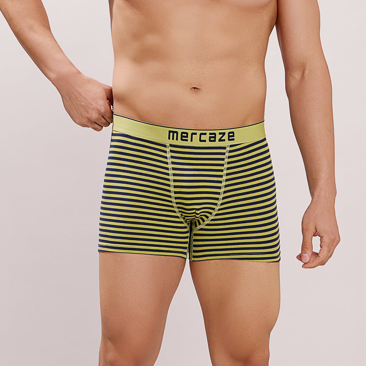 Breathable Comfort Fit – Super Combed Cotton Spandex Striped Trunk  – M121 – Lime