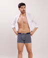 Breathable Comfort Fit – Super Combed Cotton Spandex Striped Trunk  – M121 – Navy