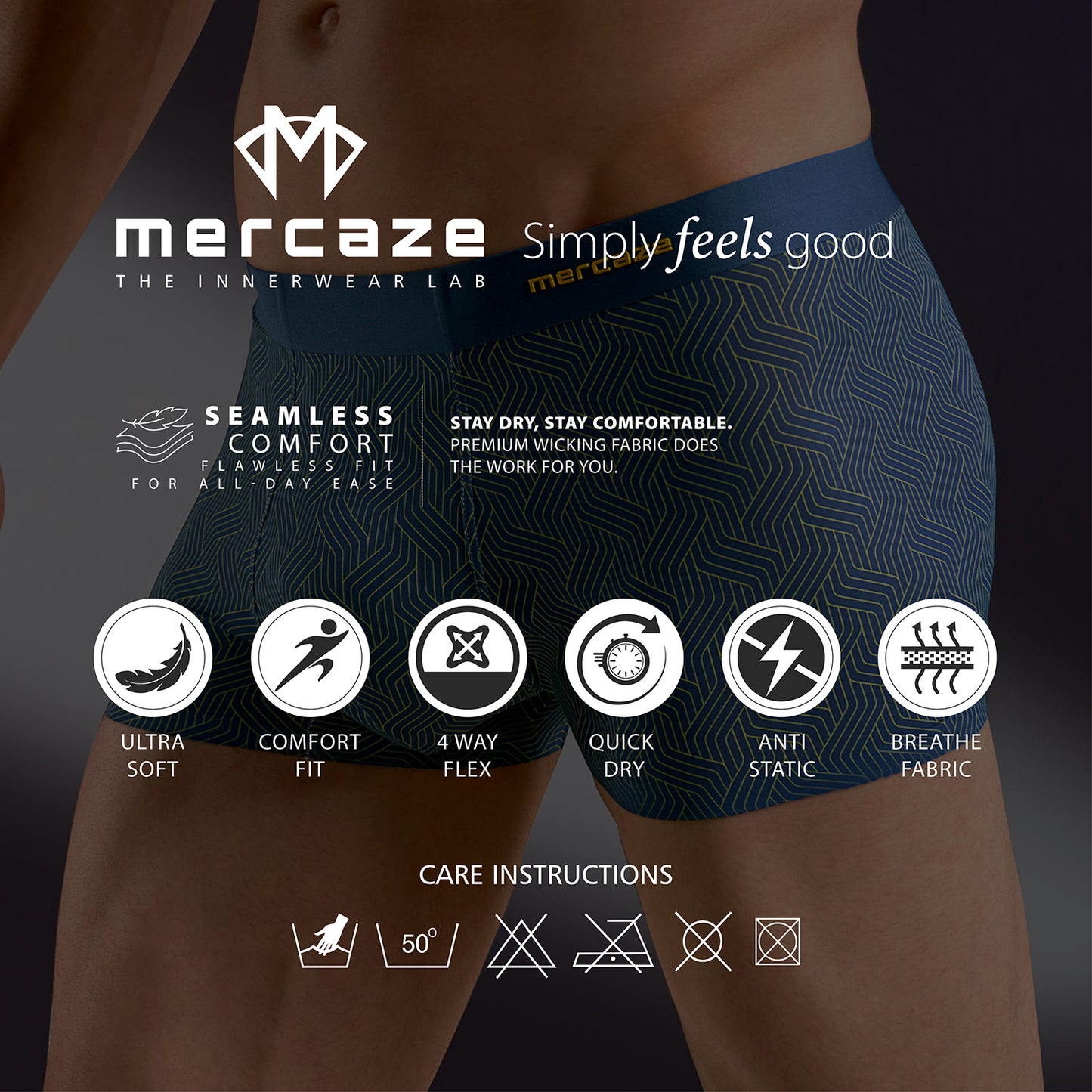 Seamless Ultra-Stretch Comfort – Microfiber Nylon Spandex Trunk – M122 – Light Grey